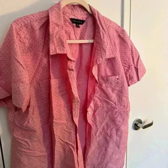 TOMMY HILFIGER pink polka dot button down - Picture 5 of 7